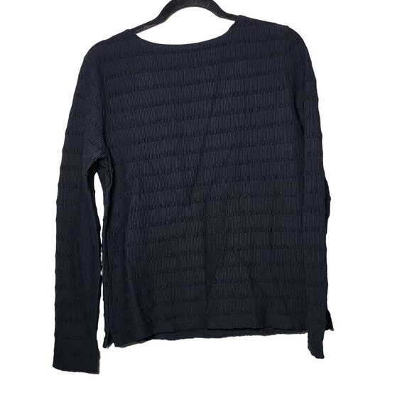 Talbots Womens Black Textured Long Sleeve Shirt Size Medium Stretch Vintage Dark - Picture 2 of 8